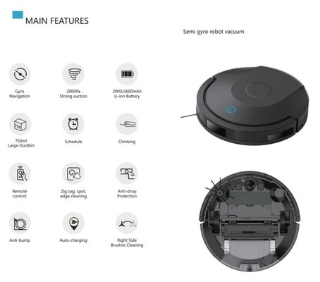 semi gyro navigation robot vacuum cleaner
