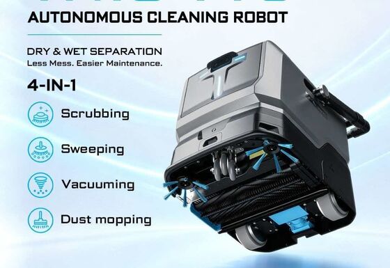 Máy rửa sàn robot thương mại với nước xả trạm cơ sở